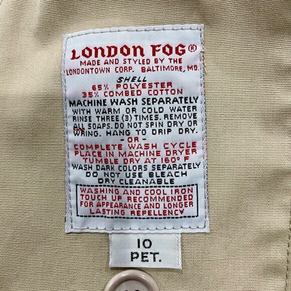 London Fog Trench Coat VTG Sz 10P Tan made in Baltimore Versatile Sophisticated - Picture 6 of 10